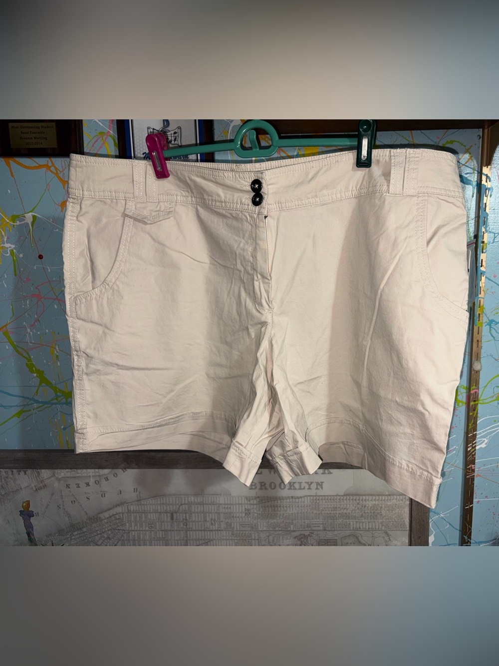 Dalia Collection Cream Cotton Bermuda Shorts